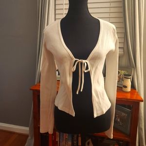 Brandy Melville White Cotton Tie Top